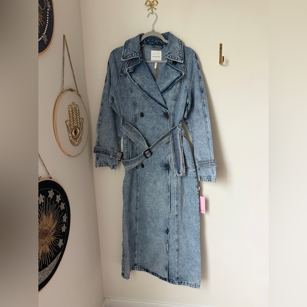 Avec Les Filles light wash Denim Trench Coat